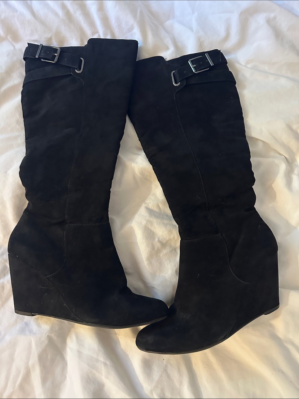 Jessica Simpson Black Suede Over-the-Knee Wedge Boots